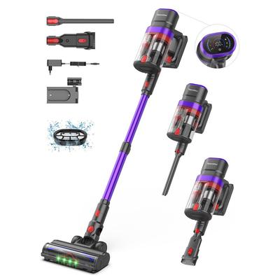 Teendow V20 Akku-Staubsauger, 500W, 40kPa starke Saugleistung, duales Kammerdesign mit großem Fassungsvermögen, LED-Smart-Touchscreen.
