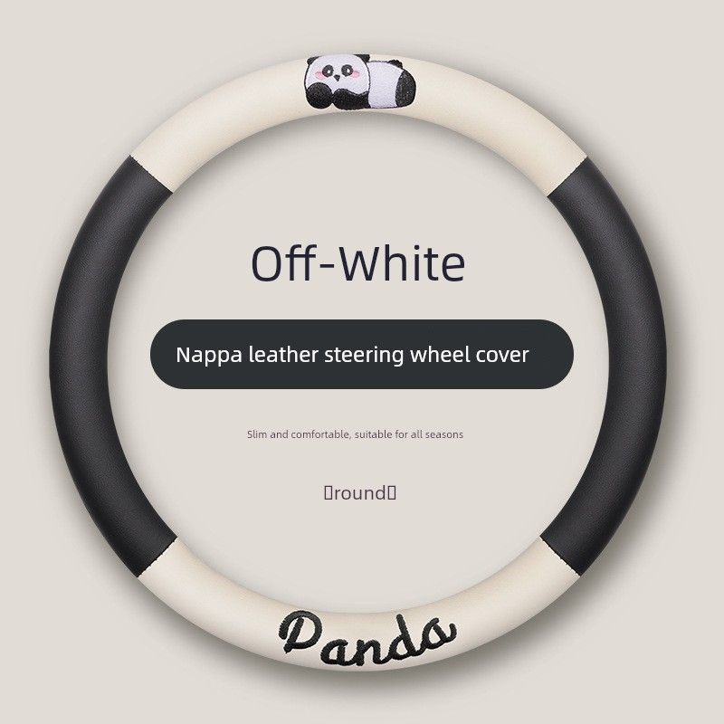 

Best-Selling Car Steering Wheel Cover, Suitable for All Seasons, Non-Slip, Sweat-Absorbent, Cute Panda Design, Wear-Resistant and Breathable Panda Four Seasons-Beige [Round]|38 cm