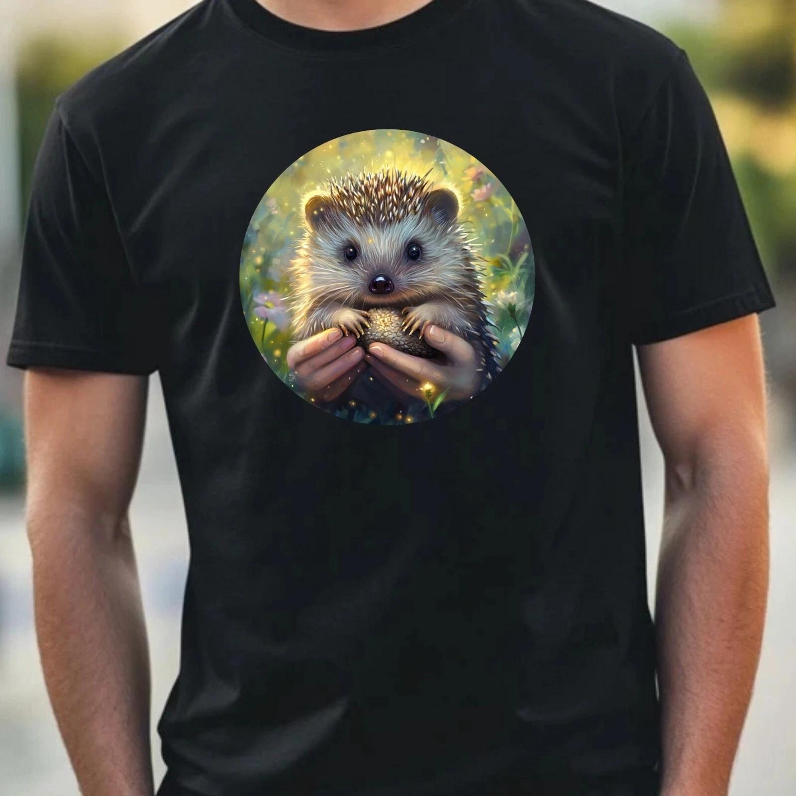 T-Shirt Herren Igel Portrait Motiv Baumwolle Größe XS bis 5XL S