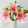Artifical Lily Flower Full Bloom Faux Lily Flower 1 Head 2 Buds Fake Real Touch Lily Branch for Home Party Wedding Table Centerpiece Decor