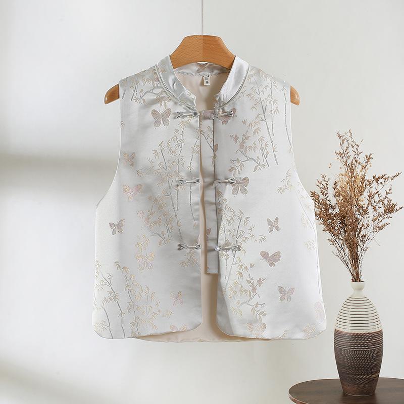 2025 New Jacquard Button Vest Women's Embroidered Early Spring Fashion Vest Top