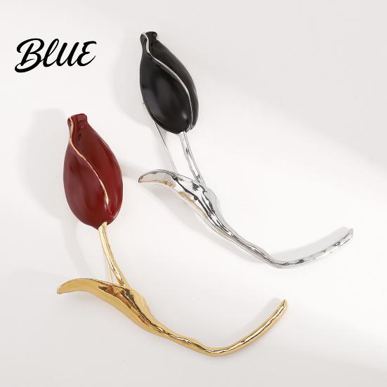 Flower Accessory Brooch Pin for Women Tulip with Safety Wedding