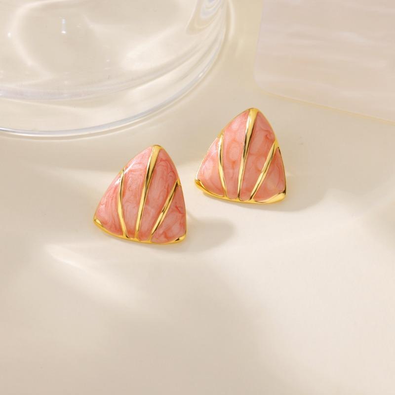 Color Drip Stainless Steel Earrings Triangular Geometry Niche Personality Sweet Wind