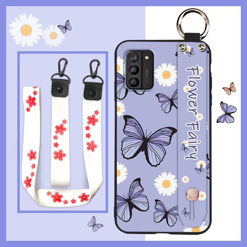 Lanyard Soft Case Phone Case For Nokia G100 Oil Painting Waterproof Anti-dust Wristband Shockproof Durable Kickstand