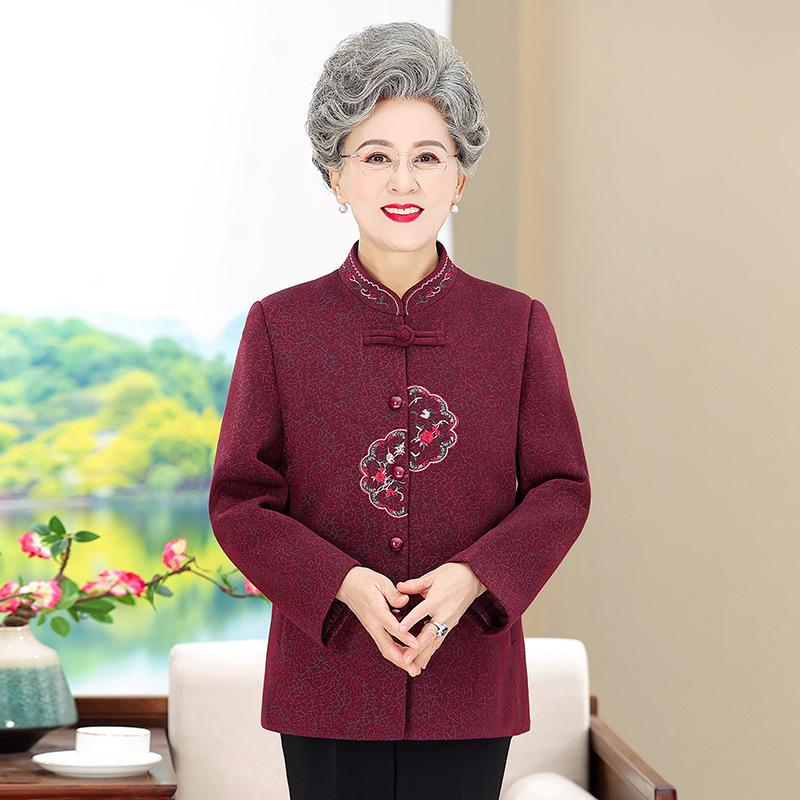 Spring Women's Coat Year Old 0 Old Lady Clothes Stand-up Collar Top