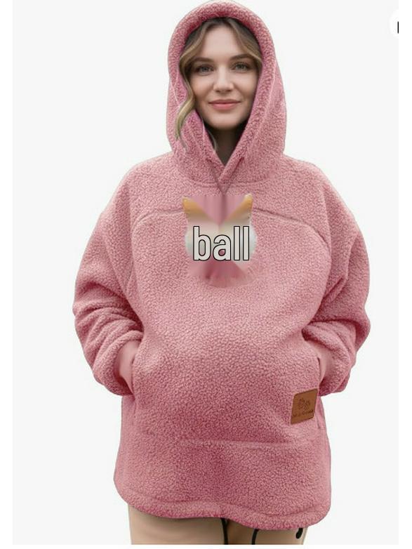 2025 Unisex Trendy Coral Fleece Hooded Sweatshirt - European & American Style, Warm & Casual