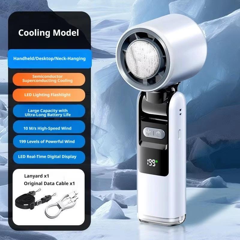 Handheld Turbocharged Mini Fan Foldable Pocket Fan Adjustable Wind Speed 1-199-speed Rechargeable Portable Fan Handheld Fans белый