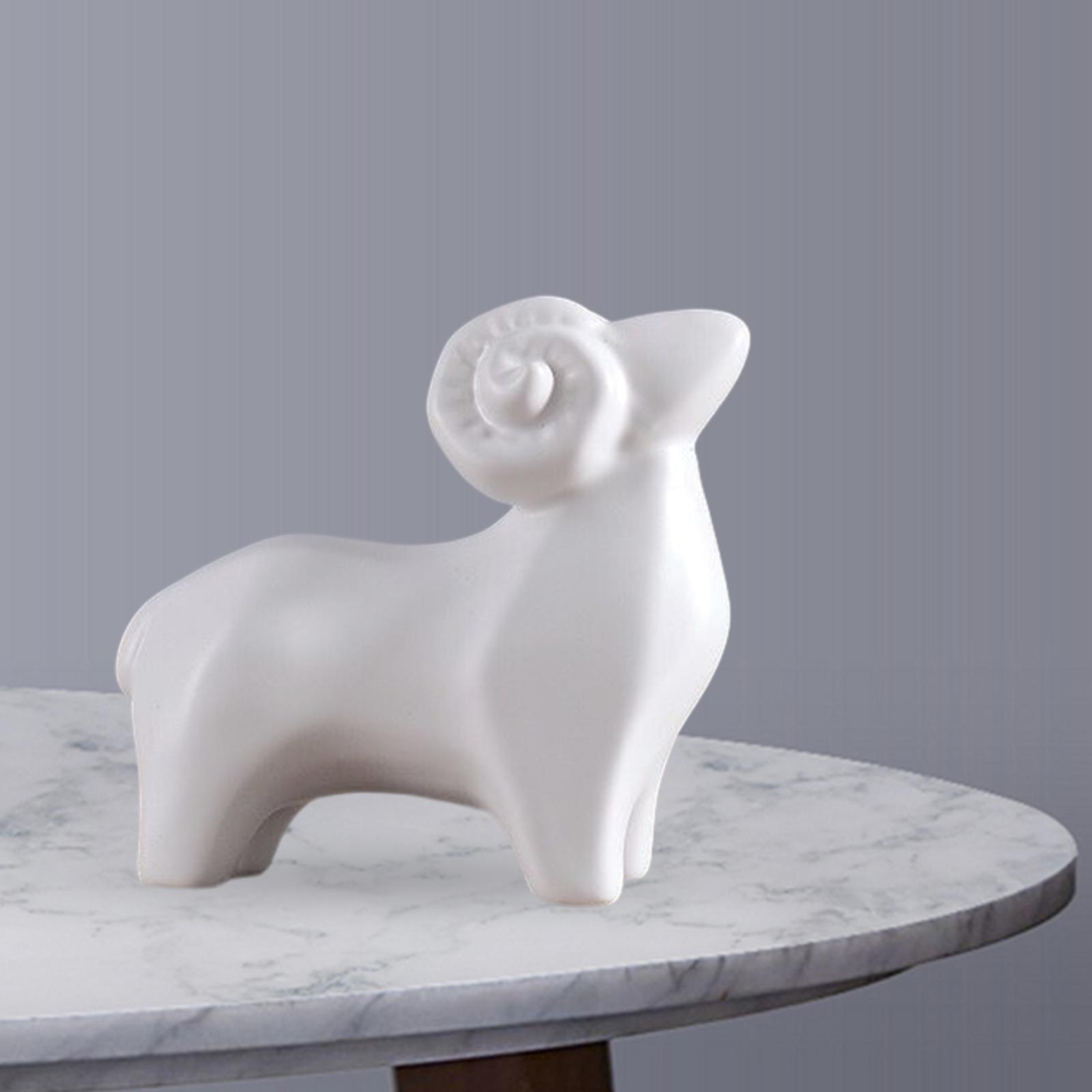 

Decorative Sheep Statue Modern Figurine Collectable Porcelain Sculpture Craft for Living Room Table Decor TV Cabinet