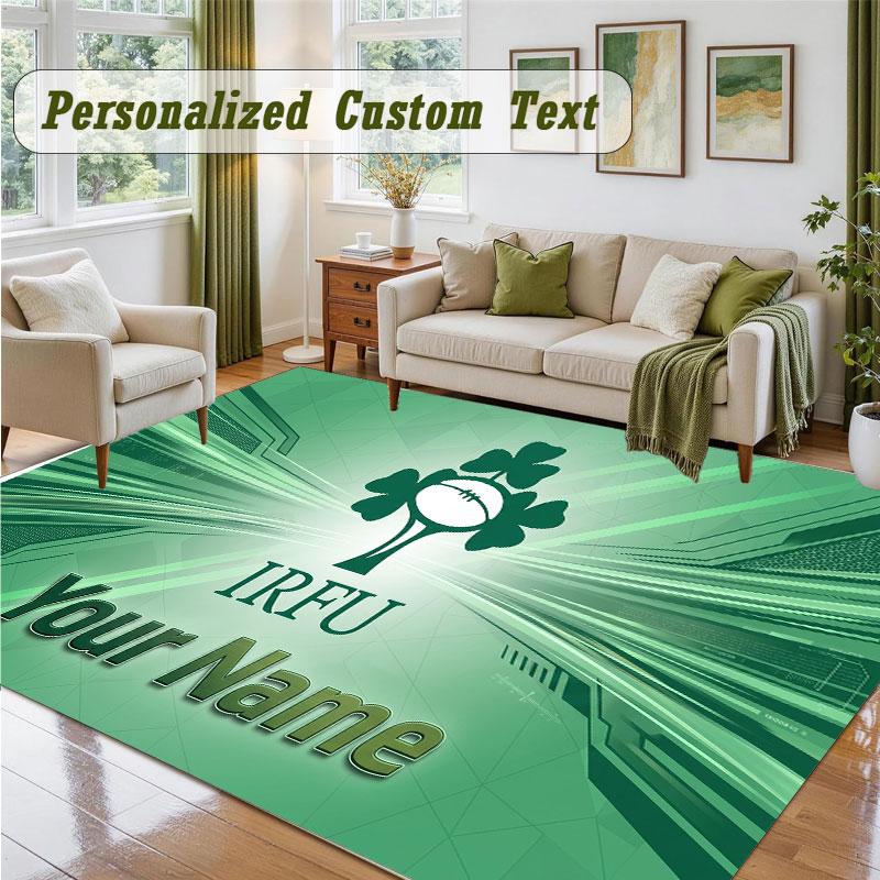 Crystal Velvet Square Rug Custom NameIreland Rugby Pattern Non Slip Home Floor Decor Rug