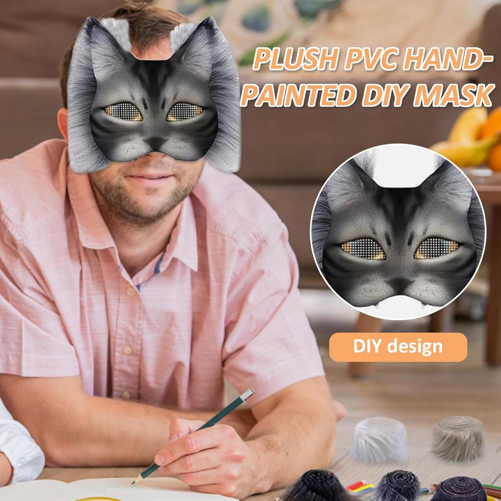 Handmade graffiti DIY cat mask fox mask painting set black cat