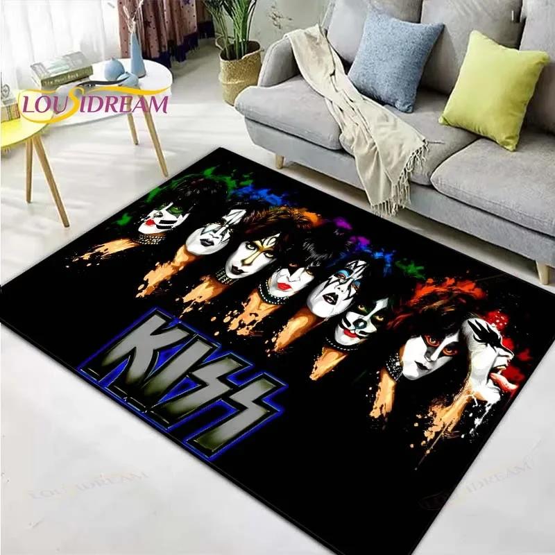 Berühmte Musik Heavy Metal Band KK-Kiss Bedruckte Teppiche Wohnzimmer Anti-Rutsch-Bereichsteppich Kinderzimmer Matten Yogamatte Großer Teppich