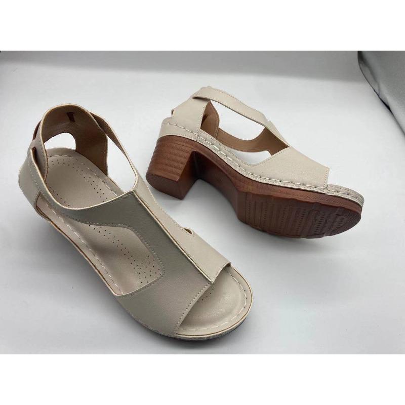 Summer New Fish Mouth Women's Shoes Wedge Heel Open Toe Buckle with High Heel Sandals