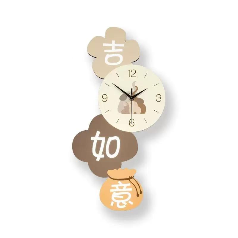 High End Watch MDF+Iron+Acrylic Material Silent Movement Wall Clock Fashion Cream Style Living Room Clock Clock