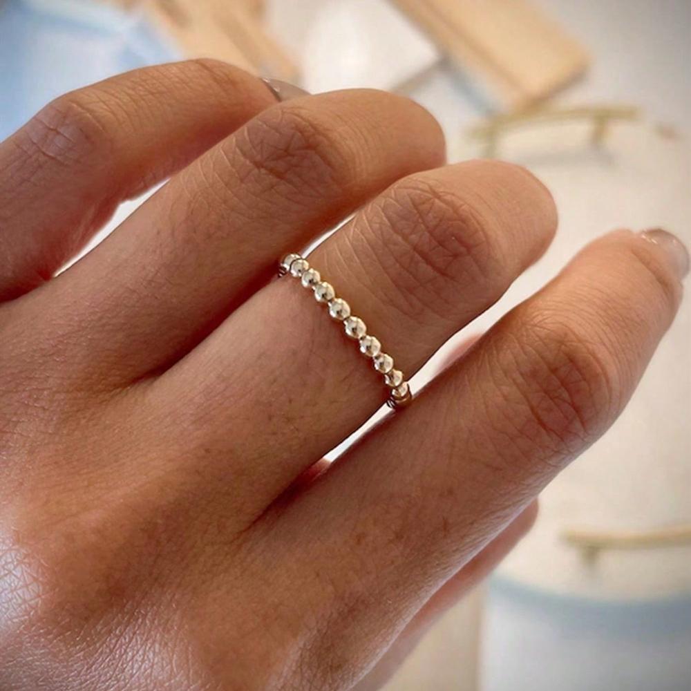 Stackable Rings with Fashionable Beads Simple Beads Water Wave Rings for Women Jewelry Gift