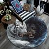 Yin Yang Tiger Lion Round Area Rug,Carpet Rug for Living Room Bedroom Sofa Playroom Decor,Non-slip Floor Mat