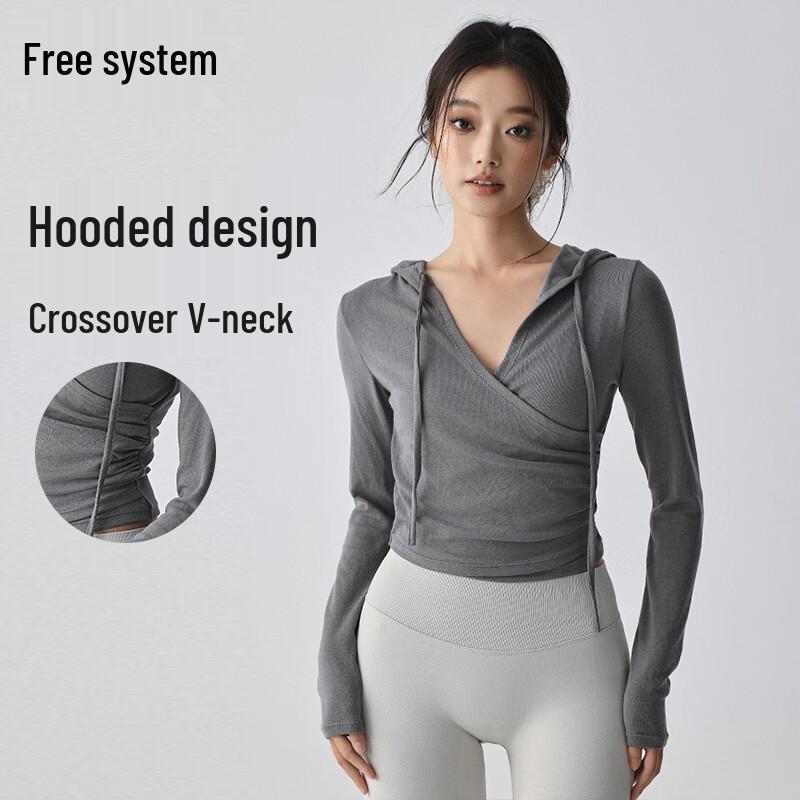 Women's V-Neck Hooded Long Sleeve Yoga & Training Top