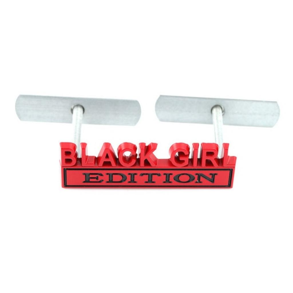 1Pc 3D Metal Black Girl Edition Logo Car Front Grille Emblem Badge Rear Trunk Emblem Sticker Decal