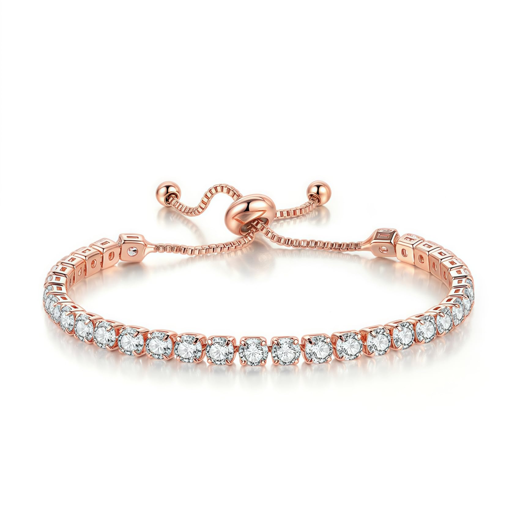 

Women s Bracelet, Rose Gold, Cubic Zirconia, Adjustable, 13+10 cm, Diamond, K18 Rose Gold