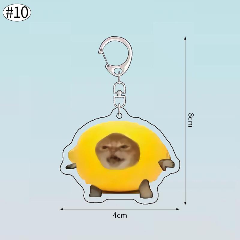 Banana Happy Cat Keychain Acrylic Funny Meme Keyring Backpack Hanging Pendant Mobile Phone Bag Charms Cute Keychain Accessories