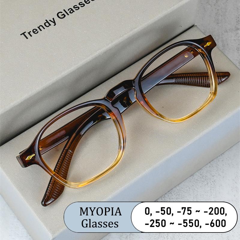 Vintage Rivet Frame Myopia Glasses Prescription Photochromic Anti Blue Light Women Eyewear Short Sight