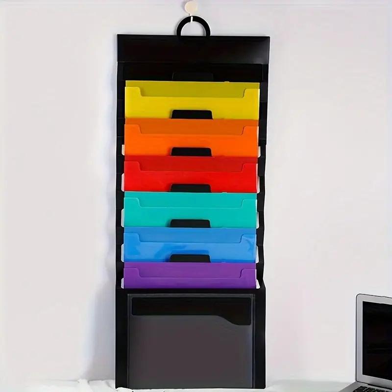 6-Taschen Hängeordner Mehrfarbiger Hängeaktenorganizer Abnehmbarer Hängepapierorganizer
