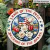 Patriotic 7.87x7.87" Metal Sign - 'Land of the Free Because of the Brave' with American Flag & Floral Design, Perfect for 4th of July Decor