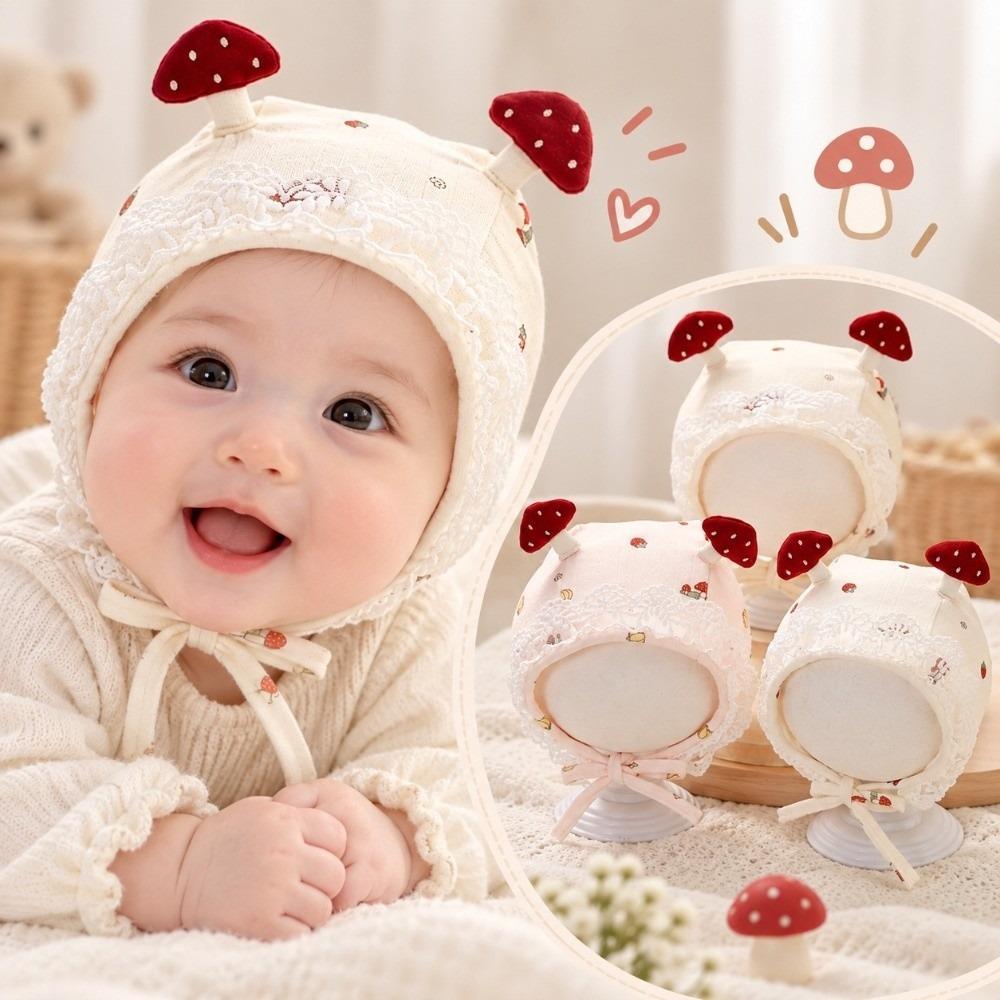 Lace Trim Newborn Baby Hat Earflap Infant Winter Cap Durable Mushroom Lace Hat  Spring Autumn