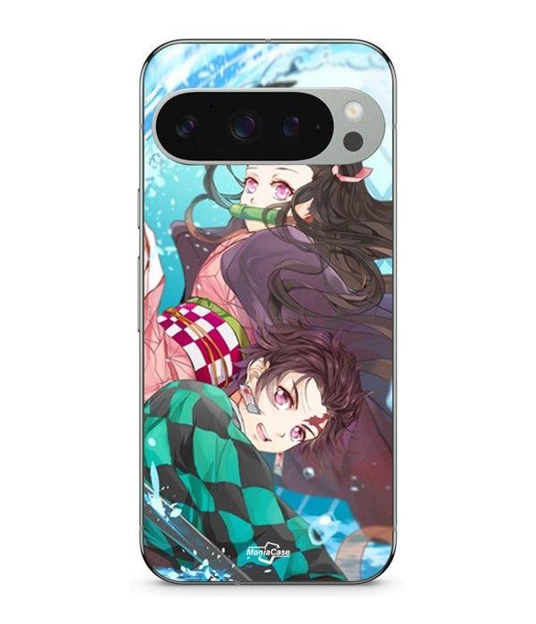 Coque - MANIACASE - Google Pixel 9 Pro - Silicone - Souple - Demon Slayer noir