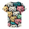 Children's Cartoon Style Cat Dog T-shirt Full Sublimation Cute Animal Pattern T Shirts Summer Short Sleeve Fashion Casual Top