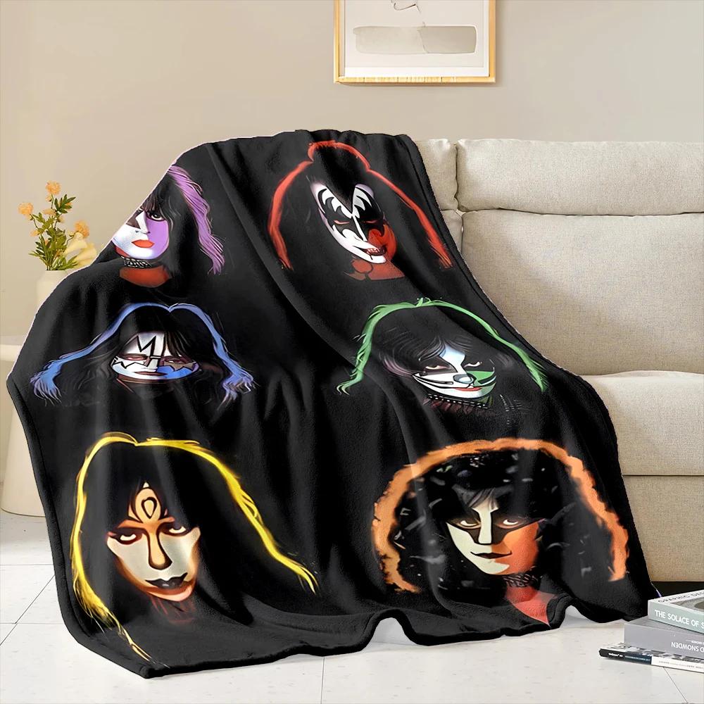 Warme und kuschelige Flanelldecke K Kiss Band Decke, Sofa Schlafzimmer Büro Freizeit Nickerchen Camping Decke, Schönes Geschenk für Kinder