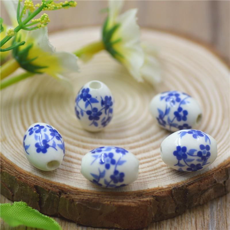 

12 * 16 мм Свободные бусины Керамические овальные бусины Керамические бусины Цзиндэчжэнь Материал для аксессуаров для китайского узла DIY ceramic long bead small