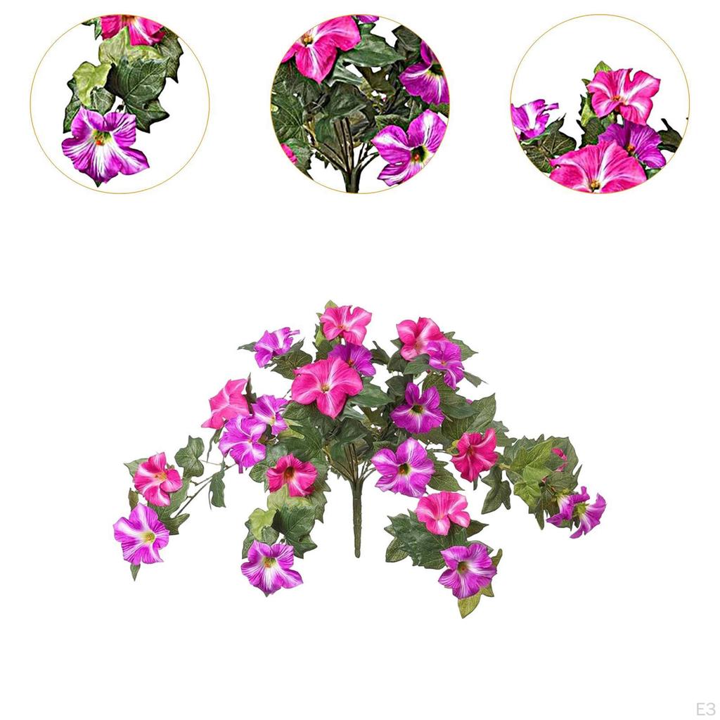 Artificial Morning Glory Flowers Fake Plant Faux Floral Silk Flower with Stem for Farmhouse Grave