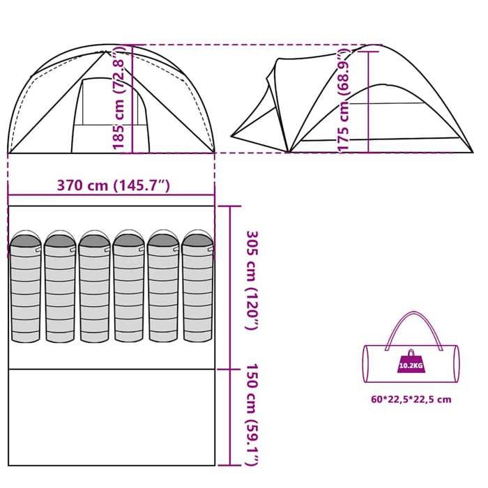 VidaXL Family Cabin Tent 6 Person Blue Waterproof, Tent, Garden Tent, Outdoor Shelter, Camping Tent, 94638