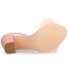 Allegra K Women's Pink Faux Fur Block Heel Ankle Strap Sandals, Size 27.0cm