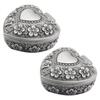 ABWR-2X Classic Vintage Antique Heart Shape Jewelry Box Ring Small Trinket Storage Organizer Chest Christmas Gift,Silver