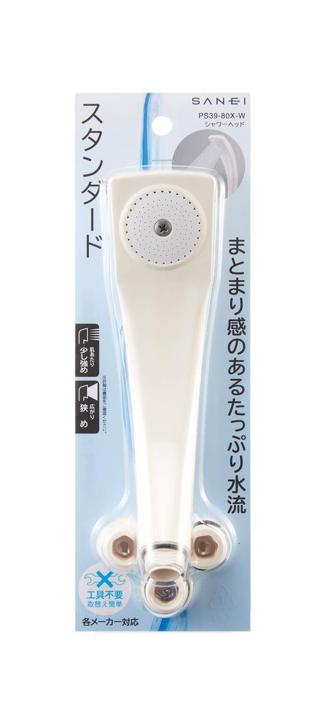 SANEI Shower Head with Adapter, White, PS39-80X-W