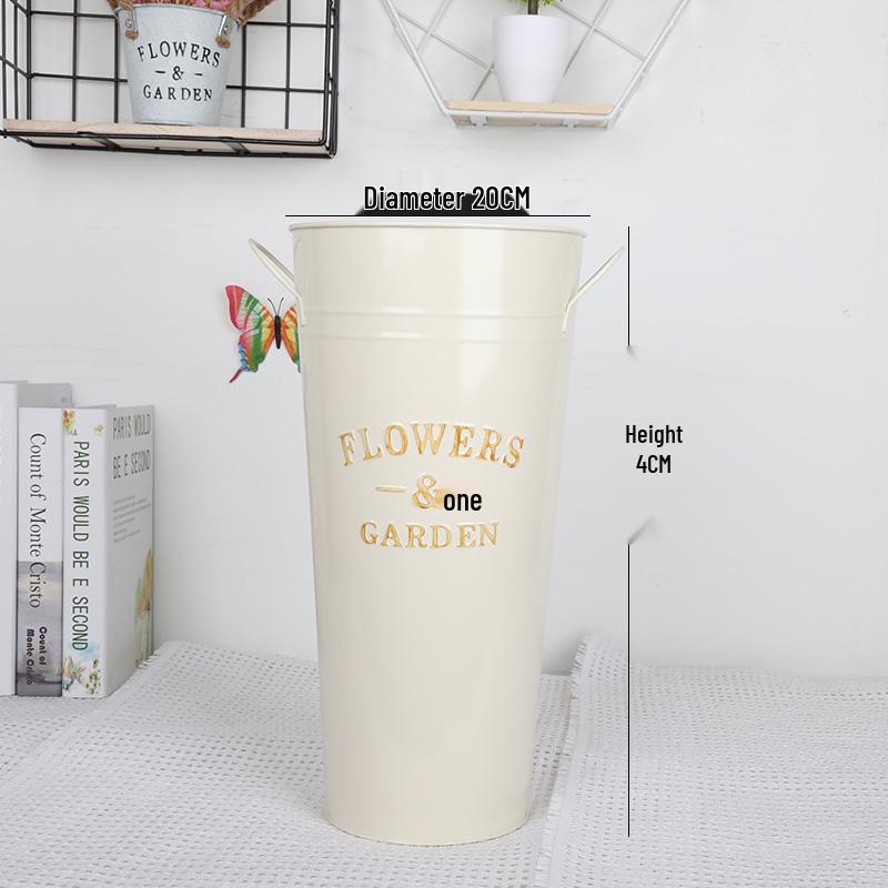 Vaso Secchiello Fioriera Minimalista in Ferro Battuto per Composizioni Fresche o Essiccate, Ideale per Fioreria o Arredo Soggiorno