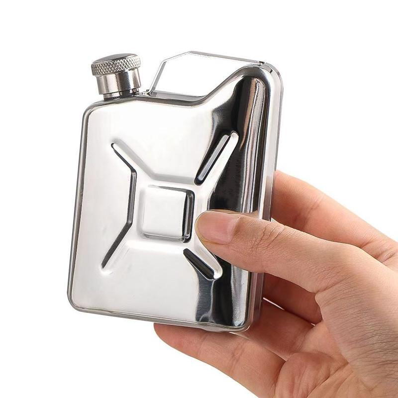 Cross-Border Stainless Steel Portable Camping Oil Drum-Shaped Flask