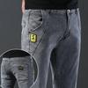 Jeans alla moda da uomo, pantaloni dritti grigi a vita media, pantaloni in denim