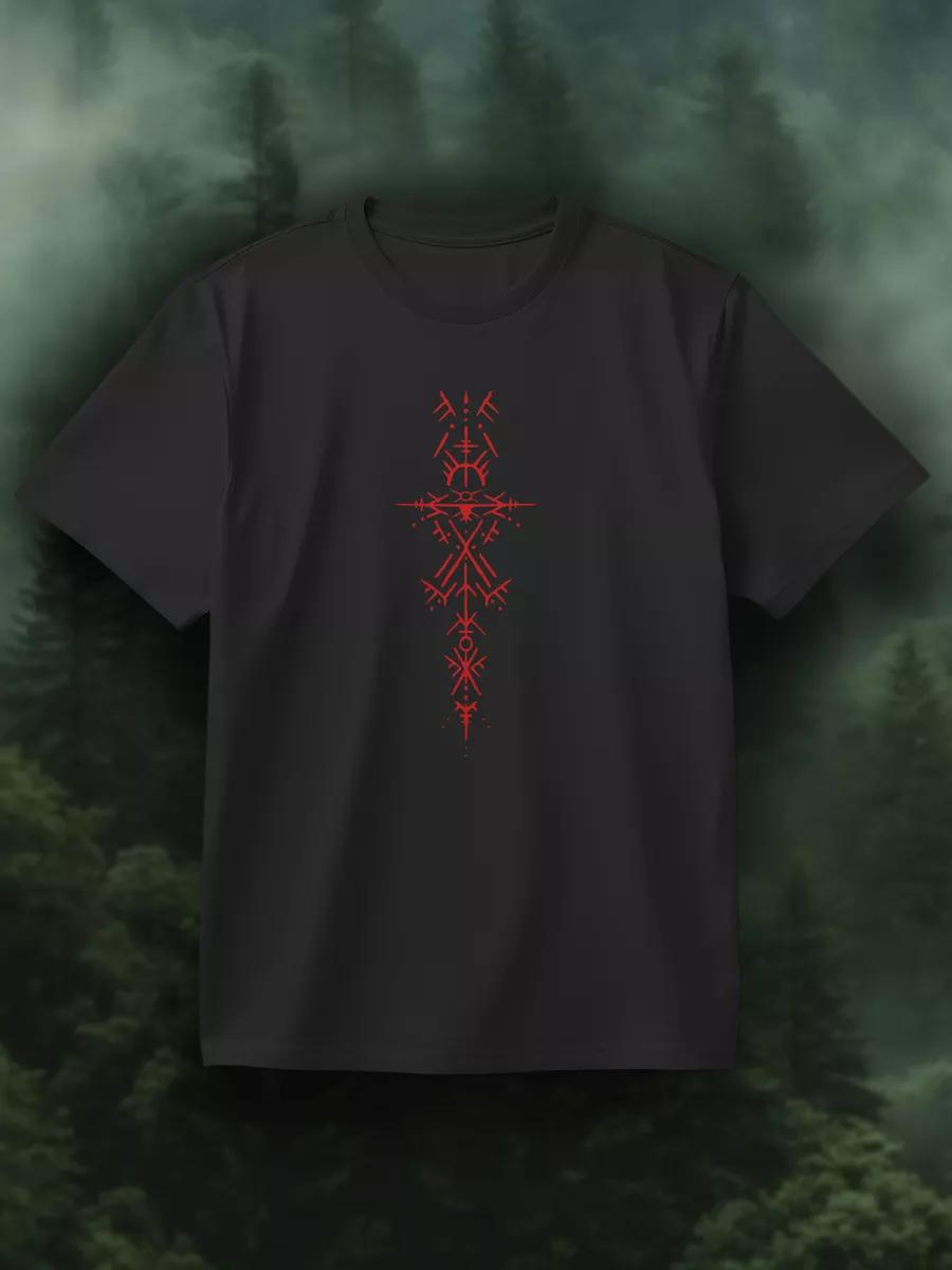 Red runes staff T-shirt 4XL