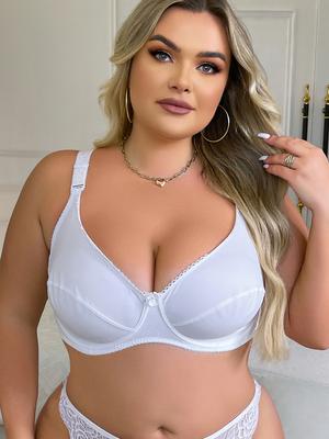 Sujetador con lazo ultra sexy para mujer de talla grande - Sujetadores de talla grande Lencería cómoda, elegante, con aros ultrafinos y sólidos para mujeres con curvas