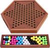 Chinese Checkers Wooden Board Game, 13.7', 60+ Colorful Acrylic Marbles, Classic Family Strategy Game