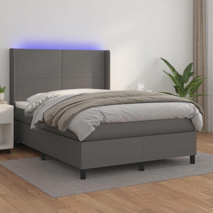 VidaXL Sommier à Lattes de Lit avec Matelas et LED, Lit Rembourré, Lit Double, Lit Adulte de Chambre à Coucher Intérieur, 3139269