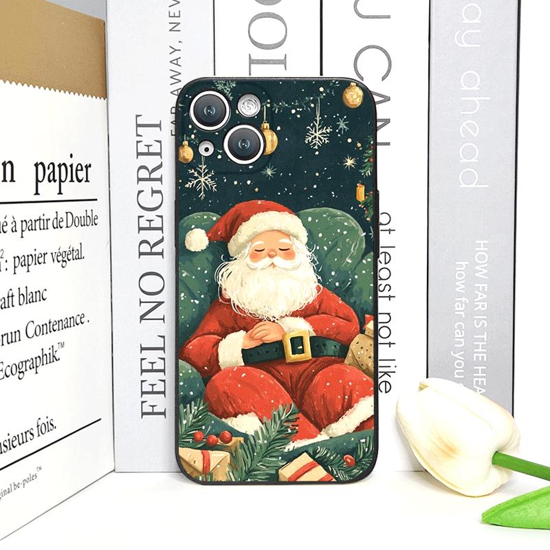 Frohe Weihnachten Baum Weihnachtsmann Muster Handyhülle für IPhone 16 12 11 14 13 15 Pro Max Mini X XS XR SE2 7 8 14 Plus Weiche Hülle