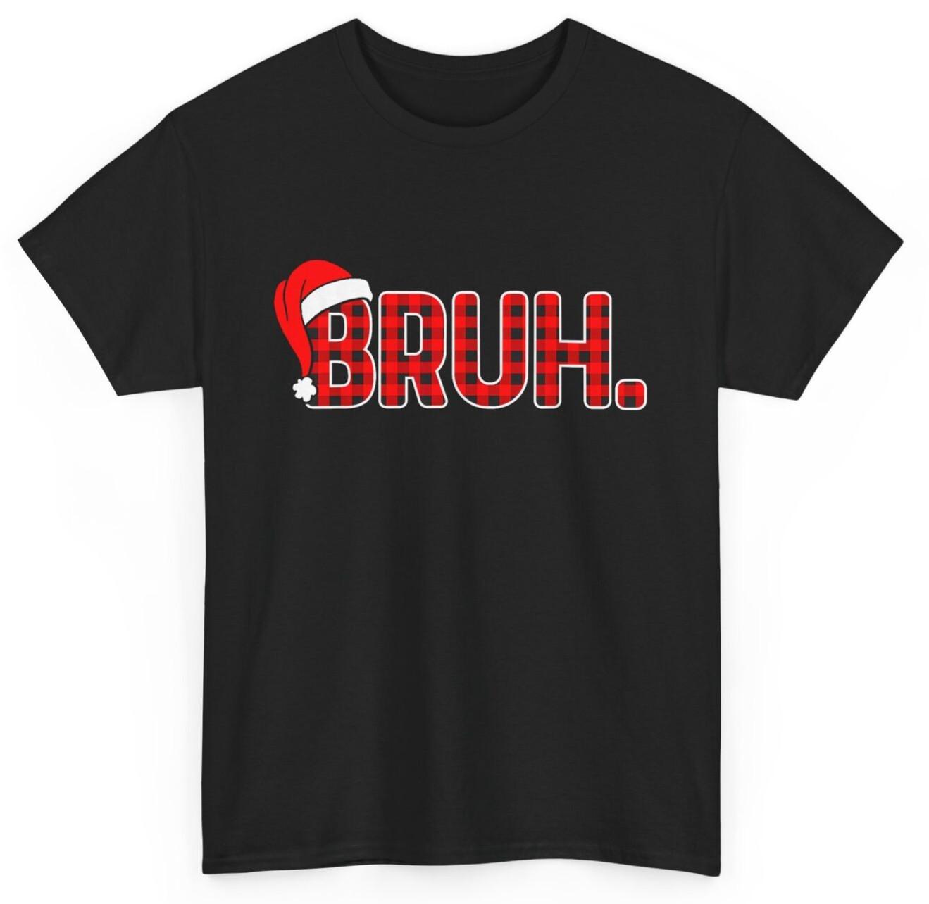 Bruh Funny Christmas Plaid Teens Boys Kids Xmas Pajamas T-shirt XXL