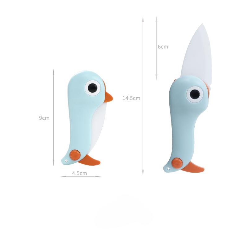 Penguin Creative Cartoon Ceramic Knife Folding Knife Fruit Knife Kitchen Knife Portable  Small Knife Peeling Knife