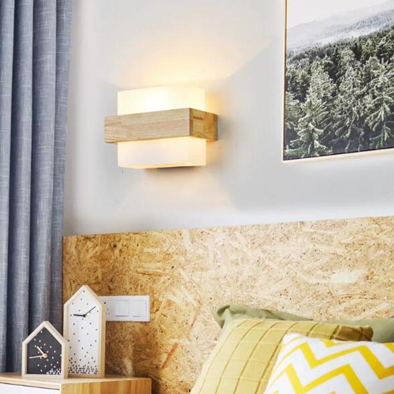 Simple Modern Sconce Wall Light Nordic Living Bedroom Foyer Reading Wood Lighting Bedside Aisle Home Indoor Background Wall Lamp