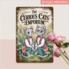 1pc Curious Cats Emporium Metal Sign - 8x12 Inch Iron Wall Decor with Whimsical Garden Design, Vintage-Inspired Cat Illustration