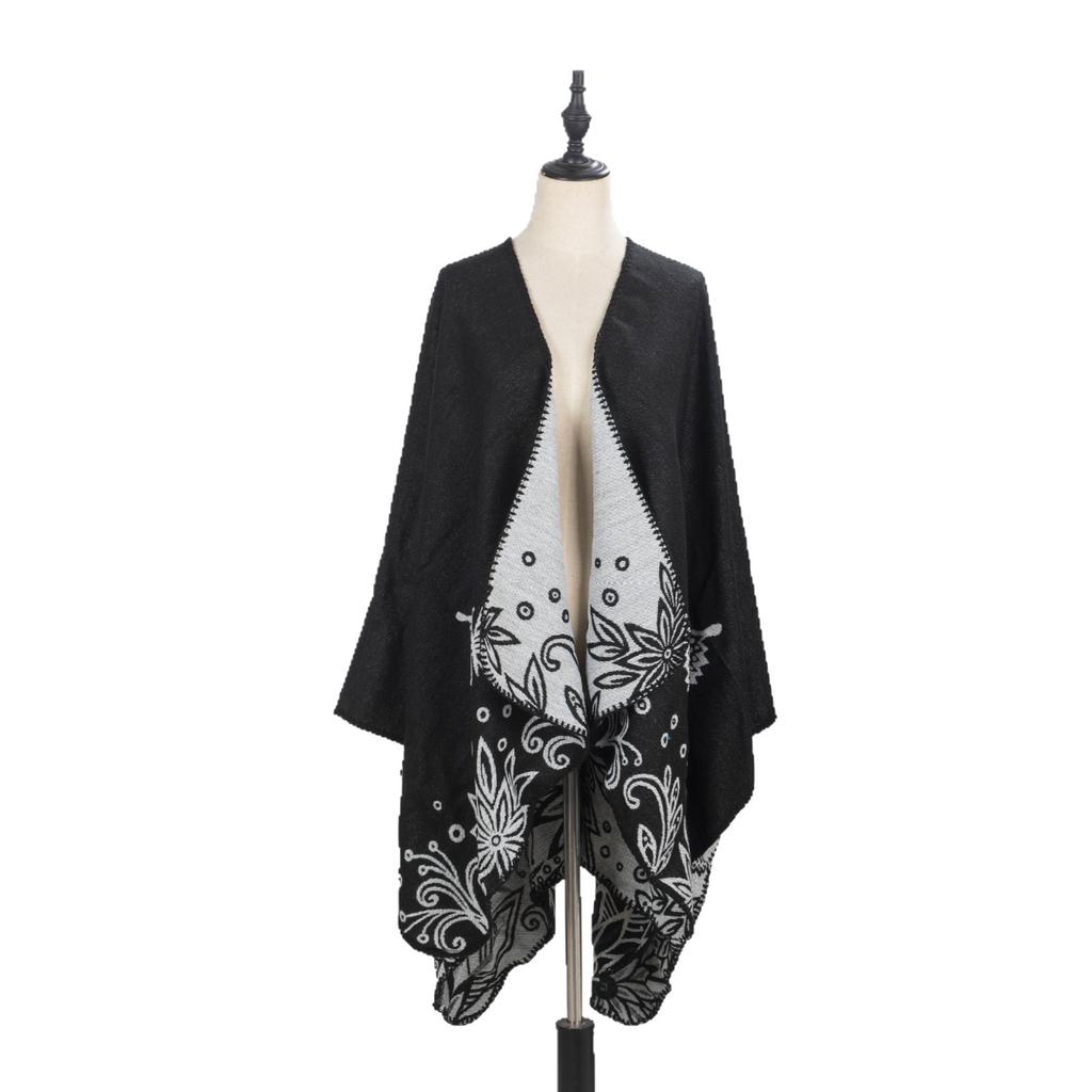 Double-Sided Cloak, Ethnic Style Pattern Shawl, High-End Wear, Women Wear Warm Shawl Jacket On Both Sides