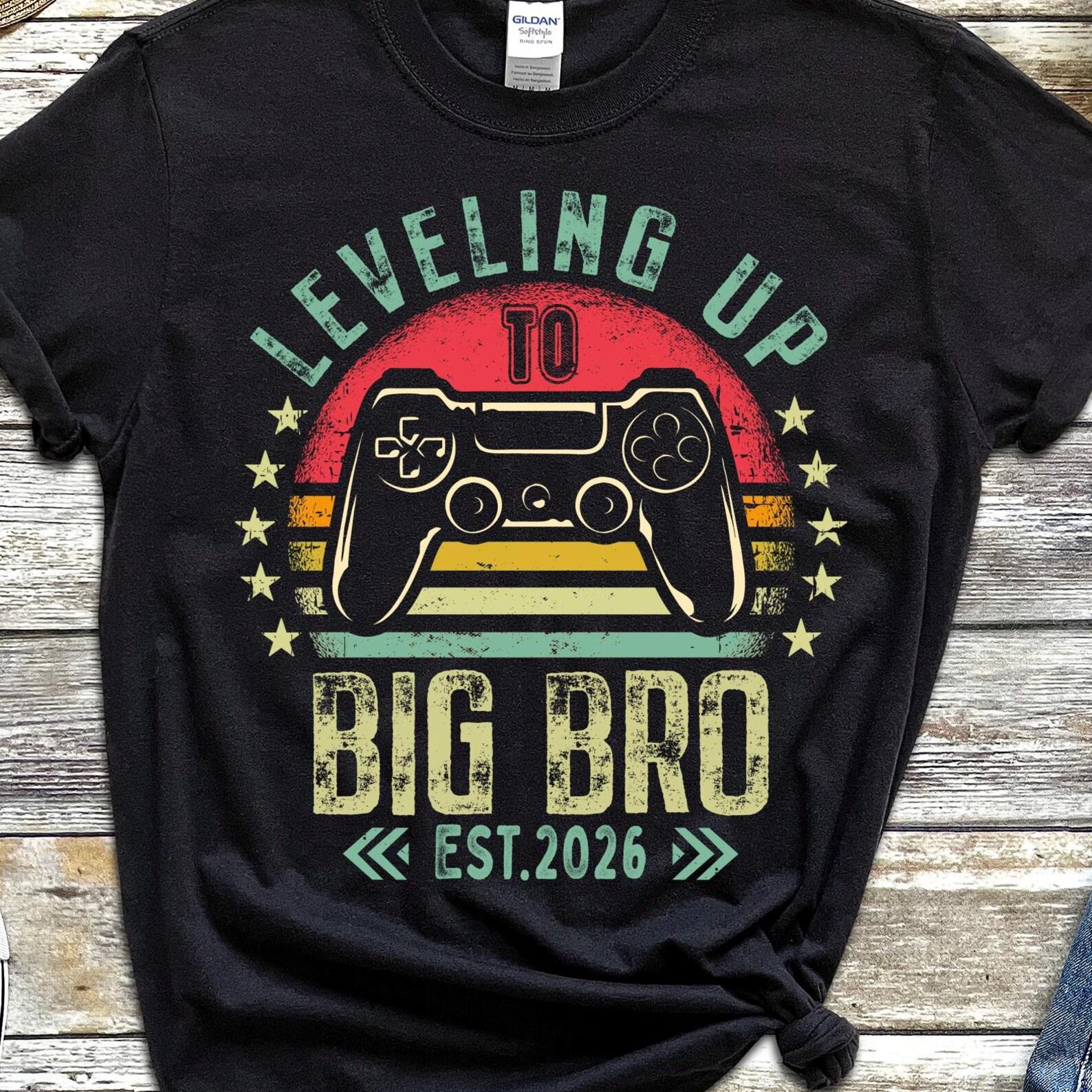 Leveling Up To Big Bro T-Shirt, T-shirt, T-shirt, Gamer Big Brother, New Big Brother, Established 2026, Video Game Controller Tee S
